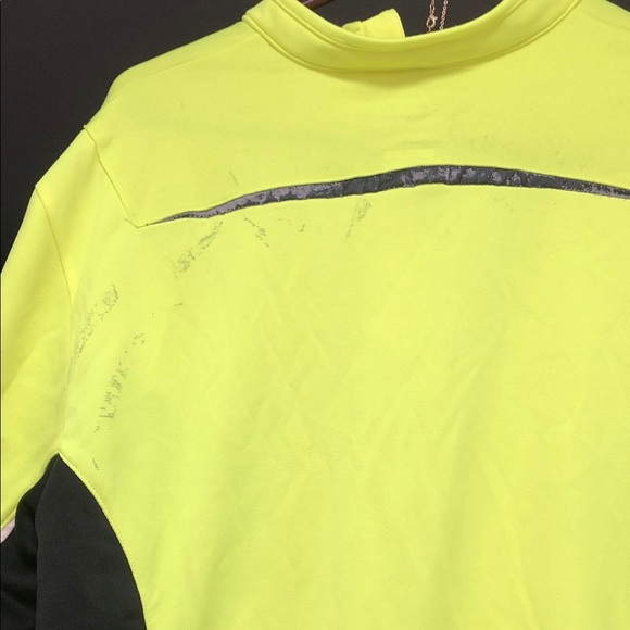 Neon Yellow/Green Adidas ClimaCool 1/4 Zip Running Jacket - Men's Large - Picture 9 of 11